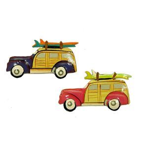 Woodie Purple and Pink Set B Tiki Deck Bar Refrigerator Frig Magnet Set of 2